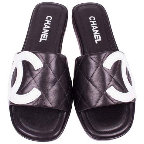 chanel leather slides